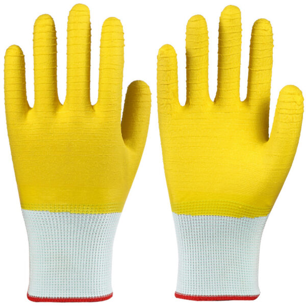 Polyester Latex Yellow Wavy Gloves-377