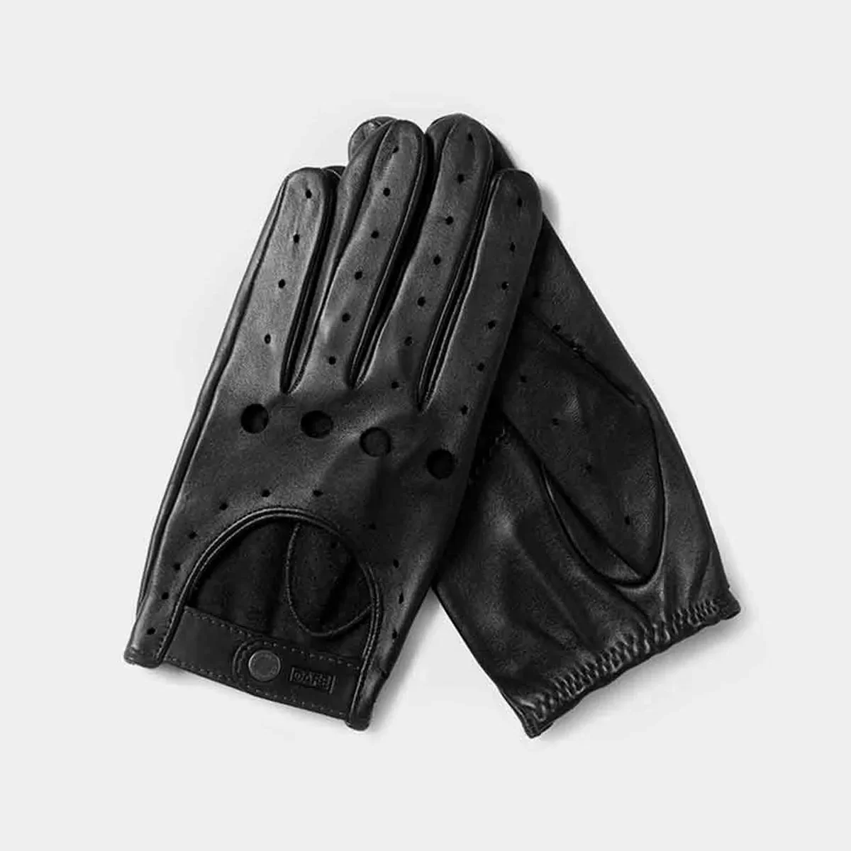 driving gloves all black leather front